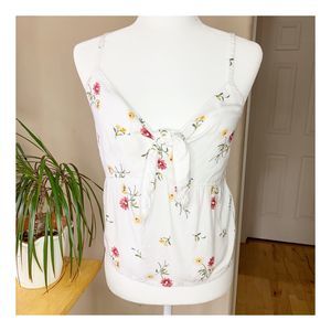 Hollister Floral white tank top Medium